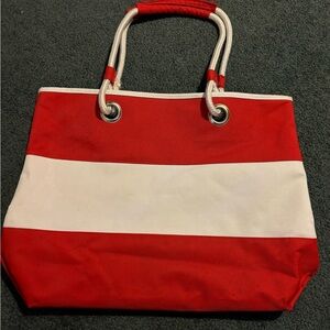 Red and White Lancôme Purse